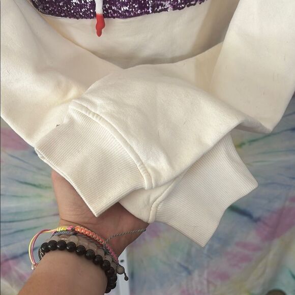 UGG PRIDE 🆕 Women's Cream Hoodie Sweater sequins rainbow 🌈 sweatshirt - Picture 9 of 10